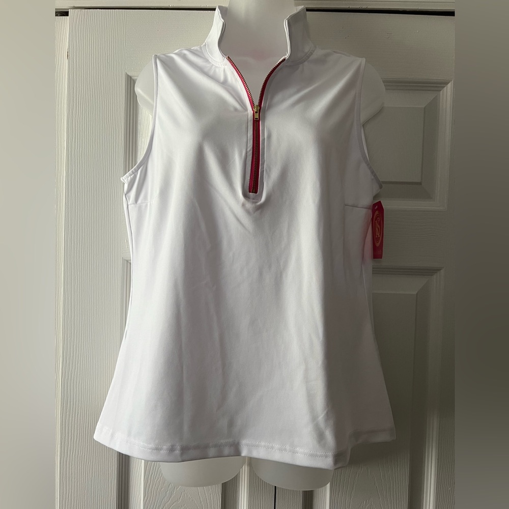 Kaeli Smith Kat Sleeveless Polo 3/4 Zip Top UPF 50+ NWT